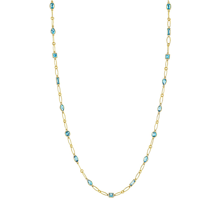 Swiss Blue Topaz Mixed Shape Lacey Chain