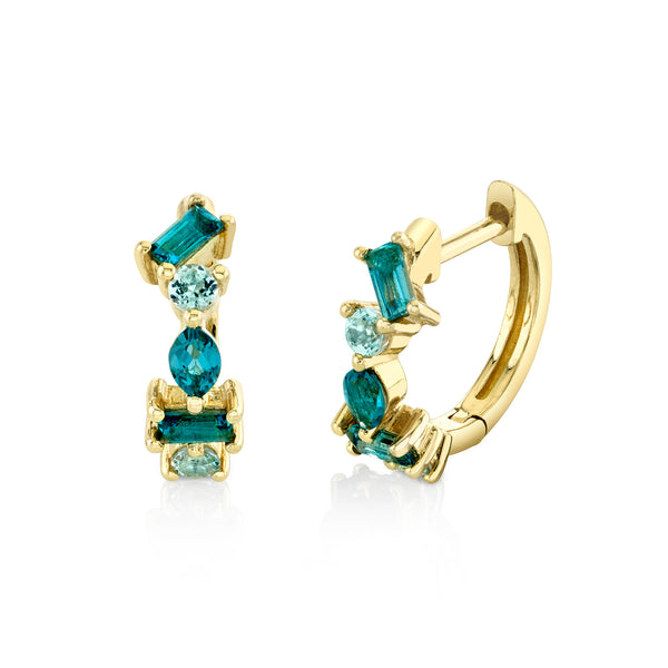 London Blue Topaz & Sky Blue Topaz Multi-Shape Huggie Earrings