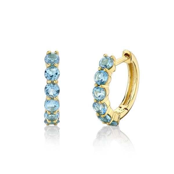 Swiss Blue Topaz Huggie Earrings