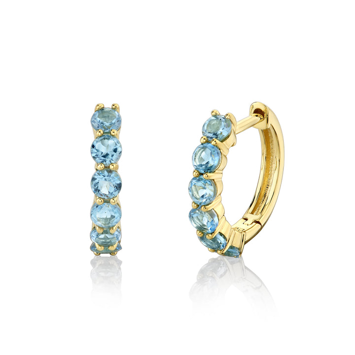 Swiss Blue Topaz Huggie Earrings