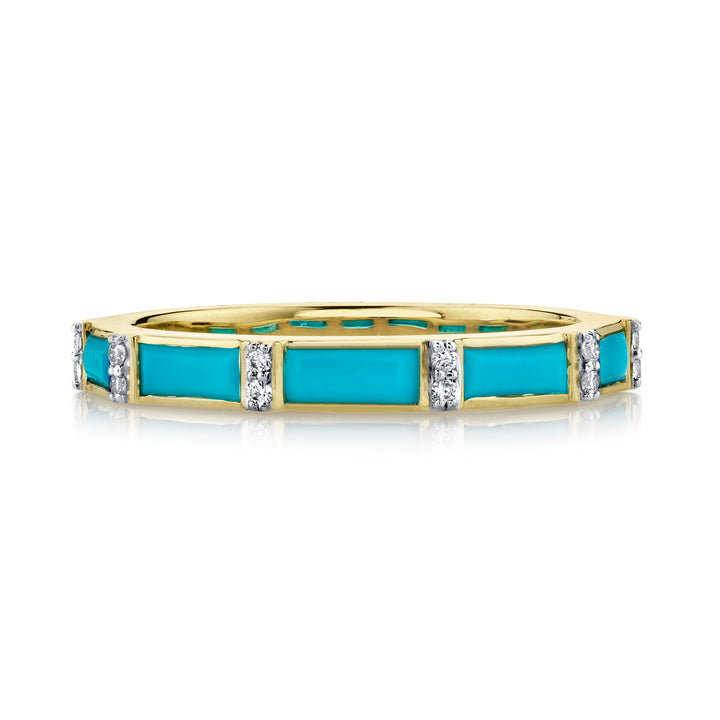 Turquoise Baguette & Diamond Band