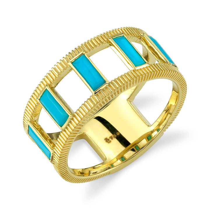 Turquoise Baguette & Strie Band