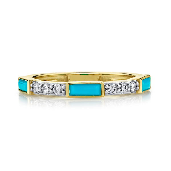 Turquoise Baguette & Diamond Band