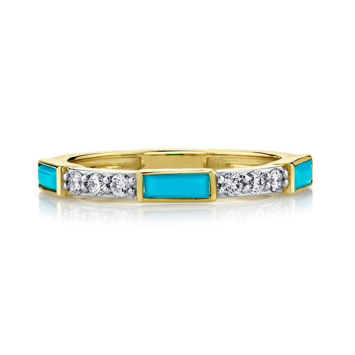 Turquoise Baguette & Diamond Band