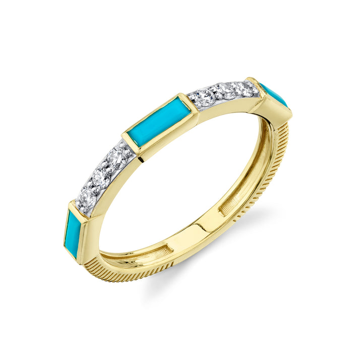 Turquoise Baguette & Diamond Band