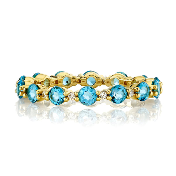 Swiss Blue Topaz & Diamond Eternity Band