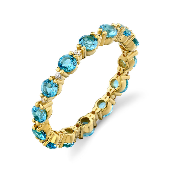 Swiss Blue Topaz & Diamond Eternity Band