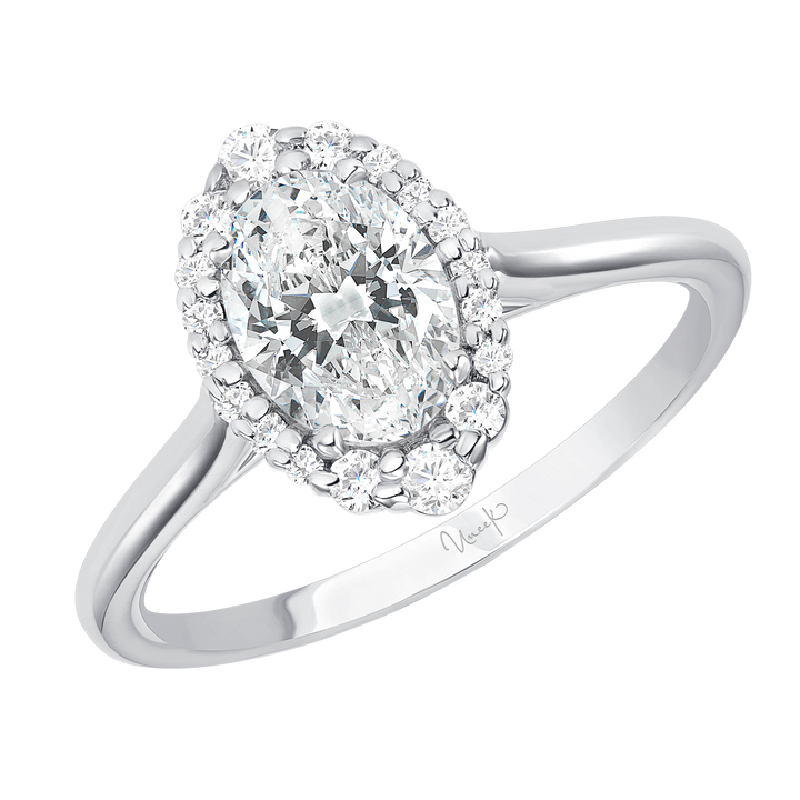 0.15ctw Oval Halo Engagement Ring