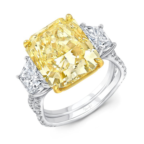 Three-Stone Radiant Yellow Diamond Ring