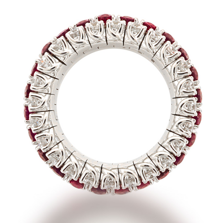 3-Row Oval Ruby and Diamond Xpandable™ Ring