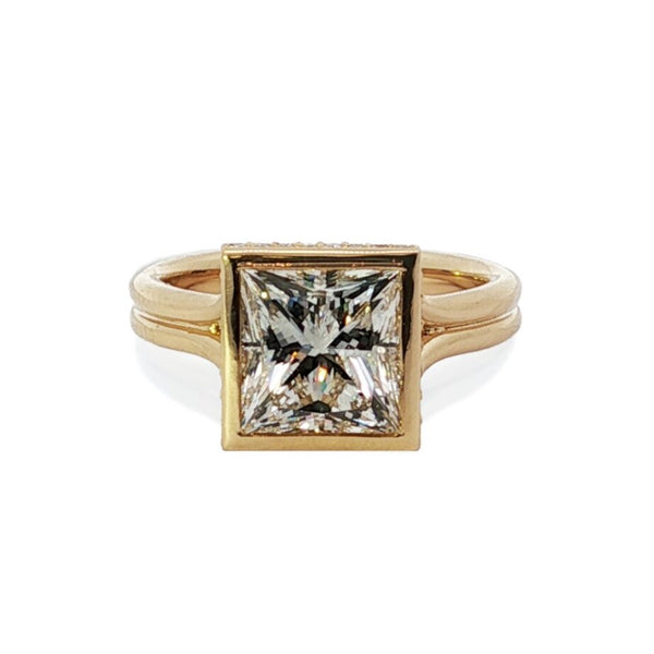 3.34ctw Princess Cut Diamond Engagement Ring