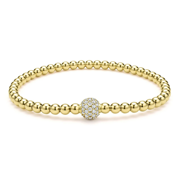 18K Gold and Diamond Bead Bracelet | 4mm