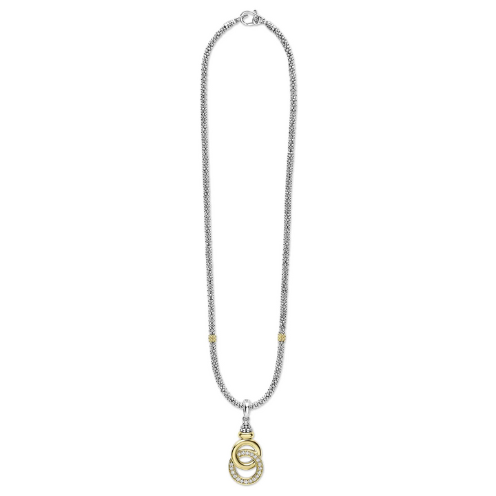 Two-Tone Interlocking Diamond Pendant Necklace