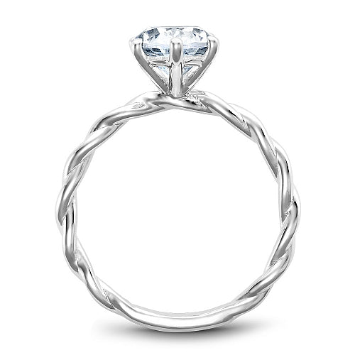 14K White Gold Oval Twist Band Engagement Ring