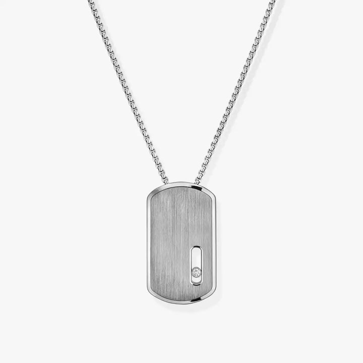 0.14ctw Natural Titanium Diamond Military Tag Necklace
