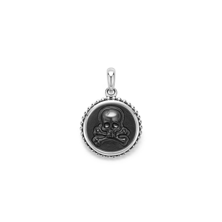 Small Onyx Skull Crossbone Amulet