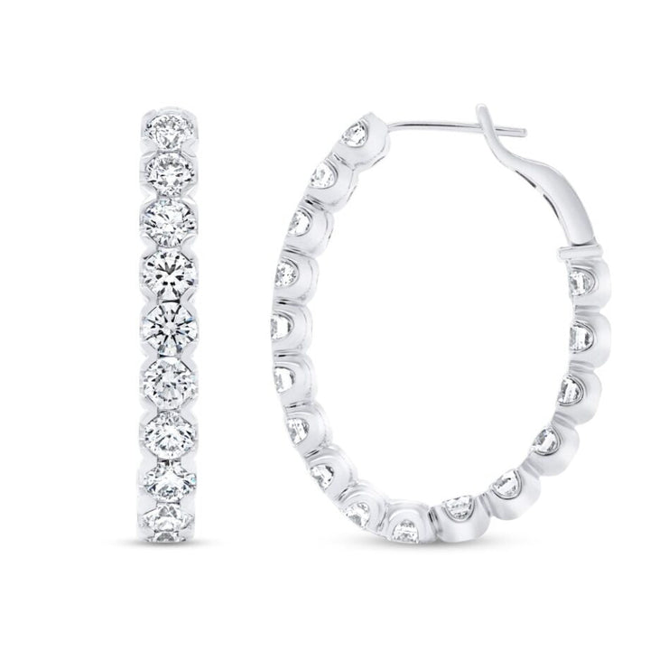 9.83ctw Diamond Oval Hoop Earrings