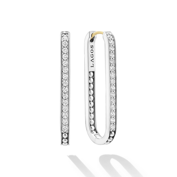 Large Linear Diamond Hoop Earrings