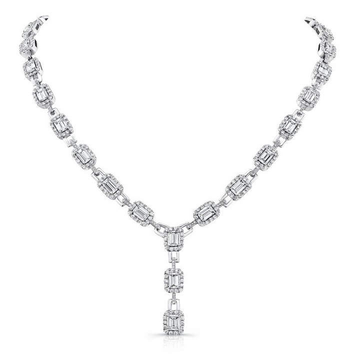 18.48ctw Emerald Cut Diamond Lariat Necklace