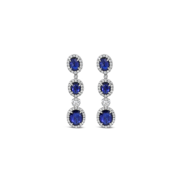 Sapphire and Diamond 3-Tier Earrings