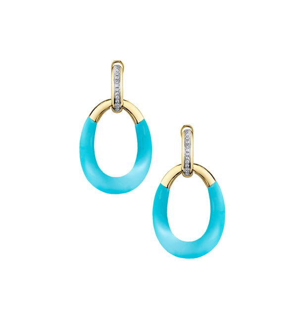 Turquoise & Diamond Drop Earrings