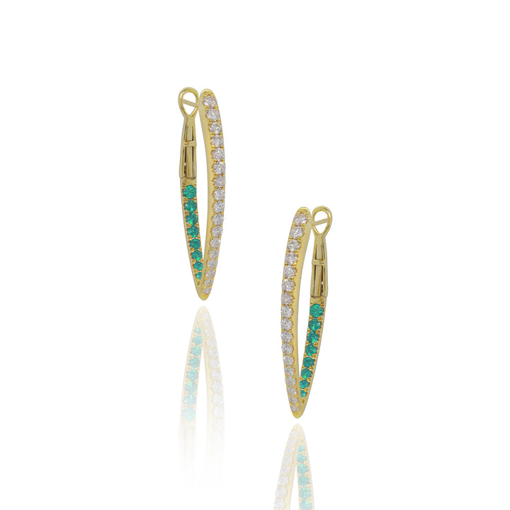 Diamond & Emerald Hoop Earrings