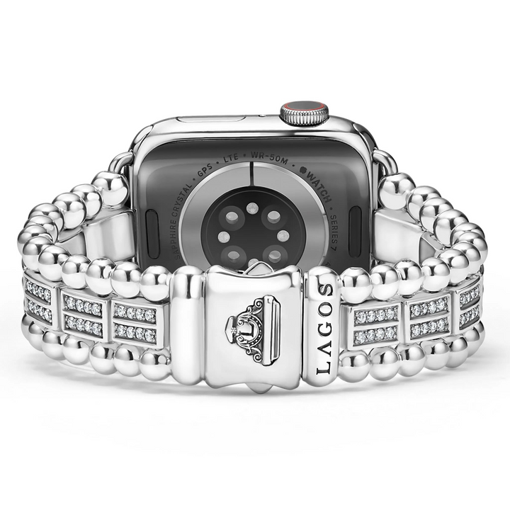 Sterling Silver Two-Row Diamond Watch Bracelet - 38-45mm