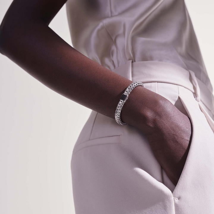 Sterling Silver and Black Sapphire Icon Bracelet