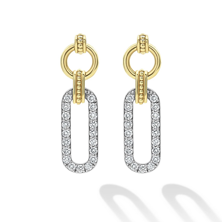 Two-Tone Diamond Link Drop Earrings