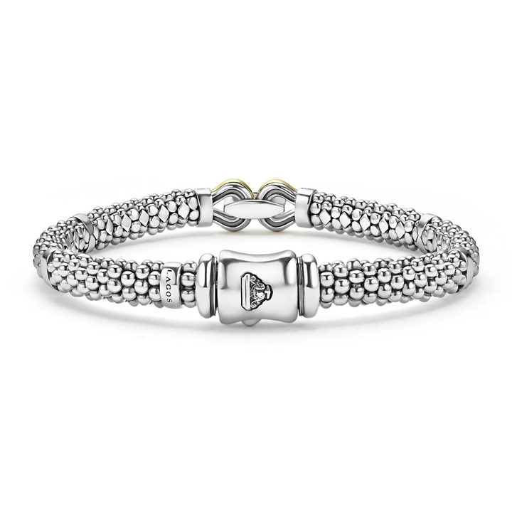 Two-Tone Caviar Buckle Diamond Bracelet | 9mm