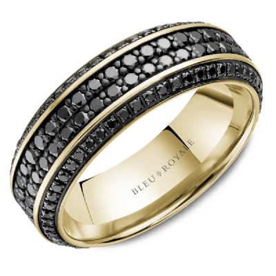 2.54ctw Black Diamond & 14K Yellow Gold Trim