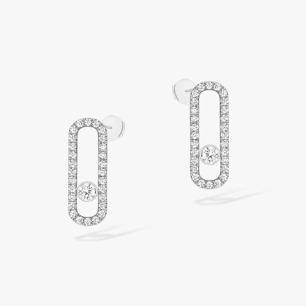 0.67ctw White Gold Diamond Pavé-Set Earrings
