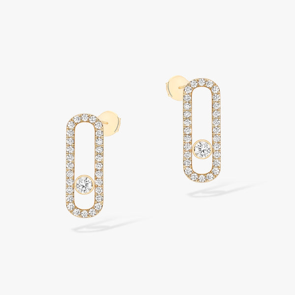 0.66ctw Yellow Gold Diamond Pavé-Set Earrings
