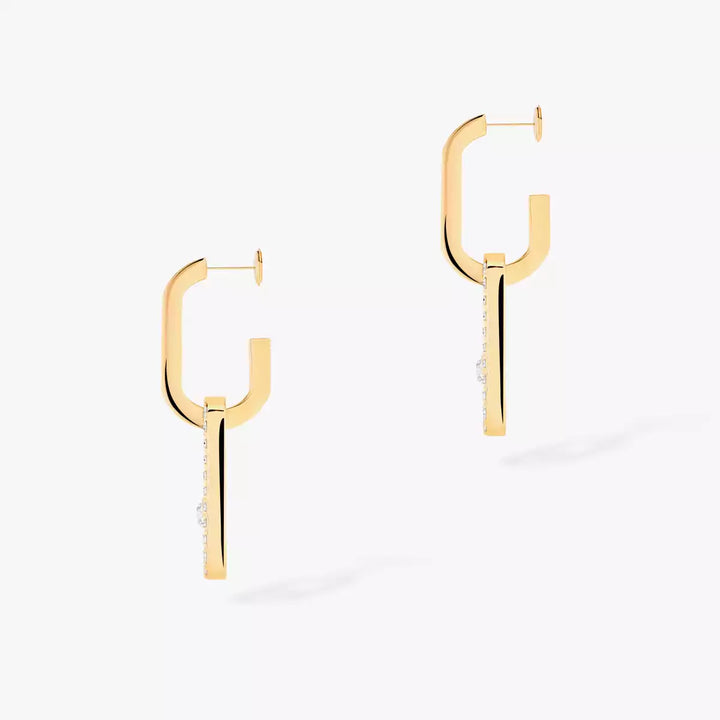 0.88ctw Yellow Gold Diamond Pavé Dangle Earrings