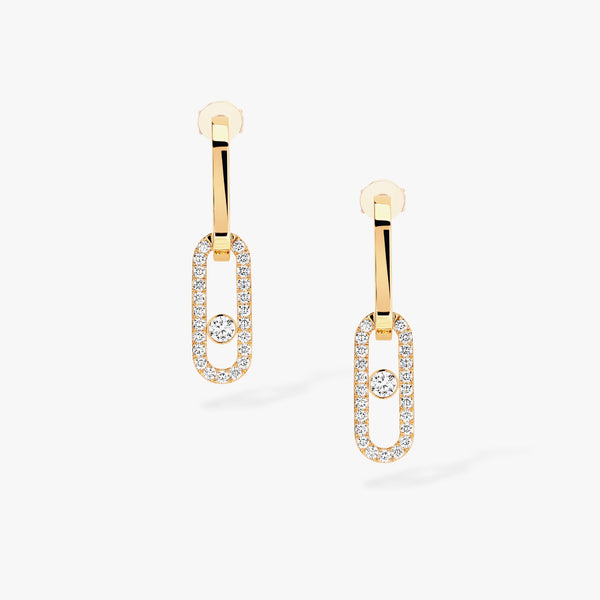 0.85ctw Yellow Gold Diamond Link Earrings
