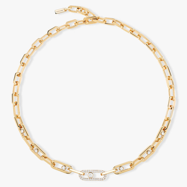 1.10ctw Yellow Gold Diamond Link Necklace