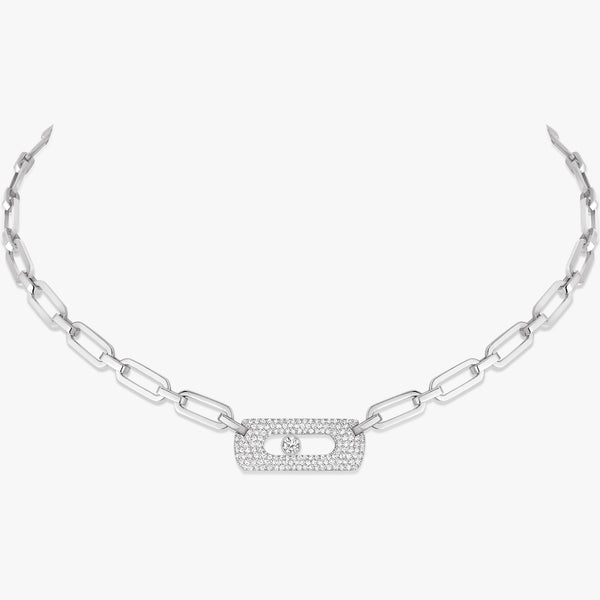 0.79ctw White Gold Diamond Link Necklace