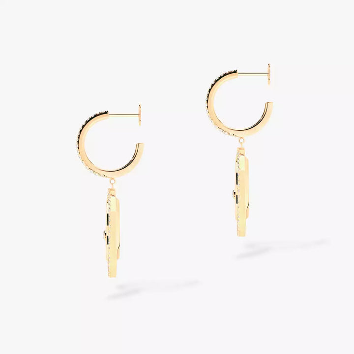 Yellow Gold Diamond & Malachite Dangle Earrings