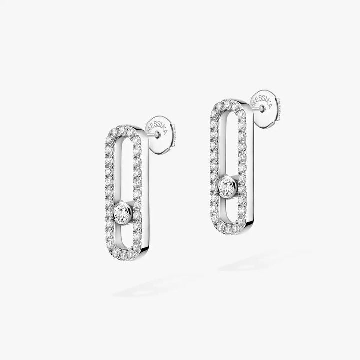 0.67ctw White Gold Diamond Pavé-Set Earrings