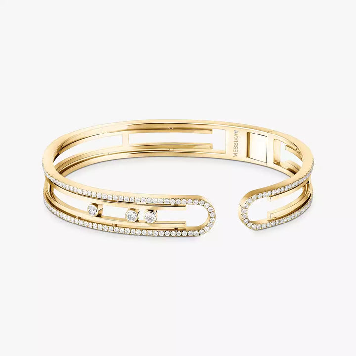 0.89ctw Yellow Gold 10th Anniversary Diamond Bangle Bracelet