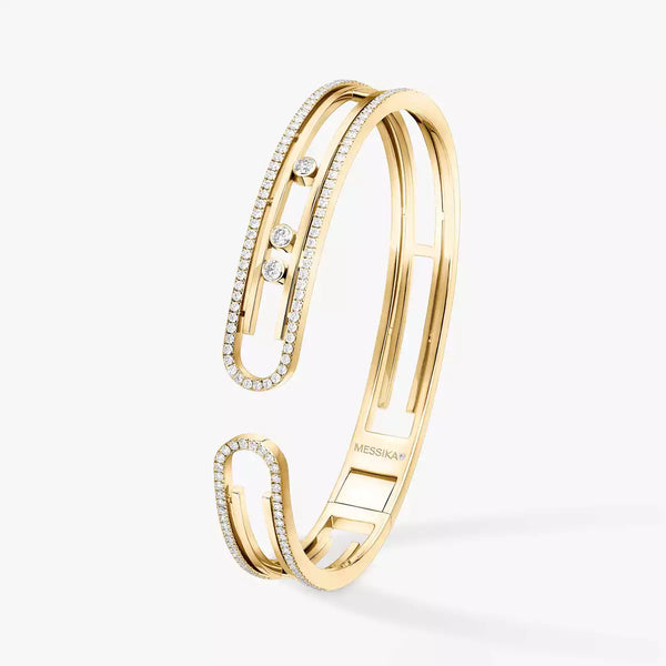0.89ctw Yellow Gold 10th Anniversary Diamond Bangle Bracelet