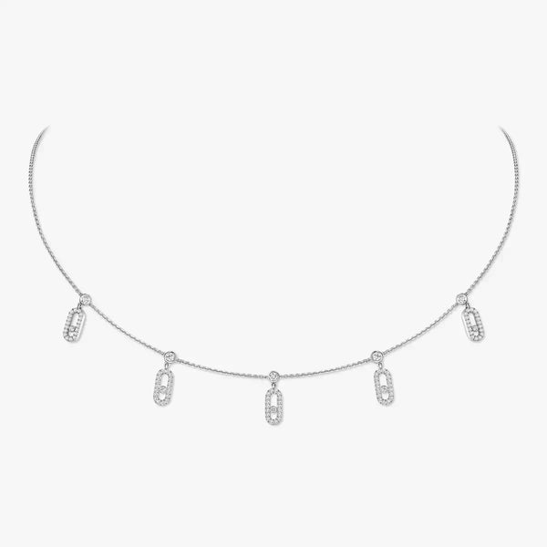 0.61ctw White Gold Diamond Pavé Drop Pendant Choker
