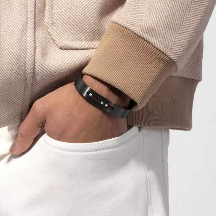 0.23ctw Titanium Graphite Cuff Bangle