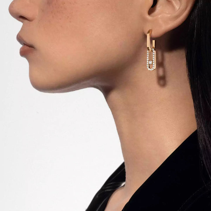 0.88ctw Yellow Gold Diamond Pavé Dangle Earrings