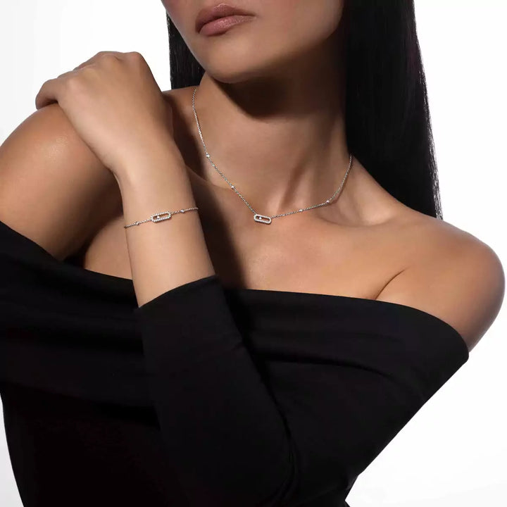 0.20ctw White Gold Diamond Pavé Necklace