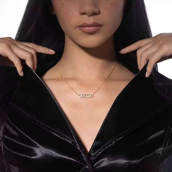 0.68ctw Yellow Gold Diamond Pavé Necklace