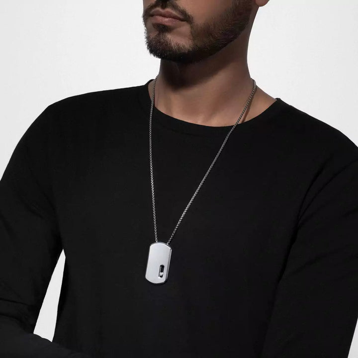 0.14ctw Natural Titanium Diamond Military Tag Necklace