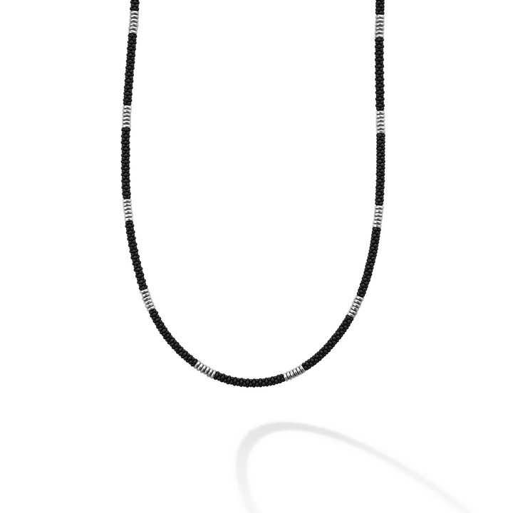 Silver Station Matte Ceramic Beaded Necklace