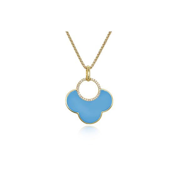 Turquoise & Diamond Clover Pendant