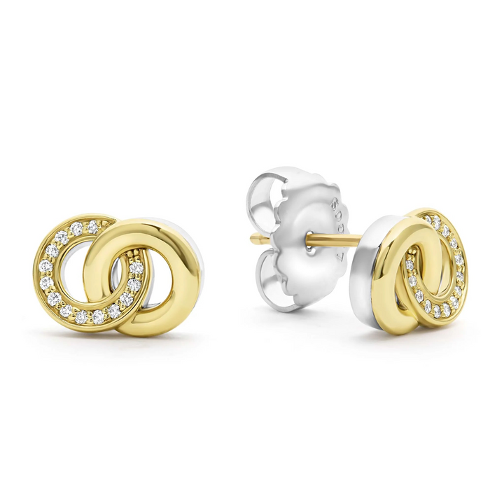 Two-Tone Interlocking Diamond Stud Earrings